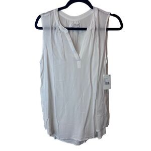 New Velvet Graham & Spencer White V Neck Sleeveless Viscose Top Large NWT
